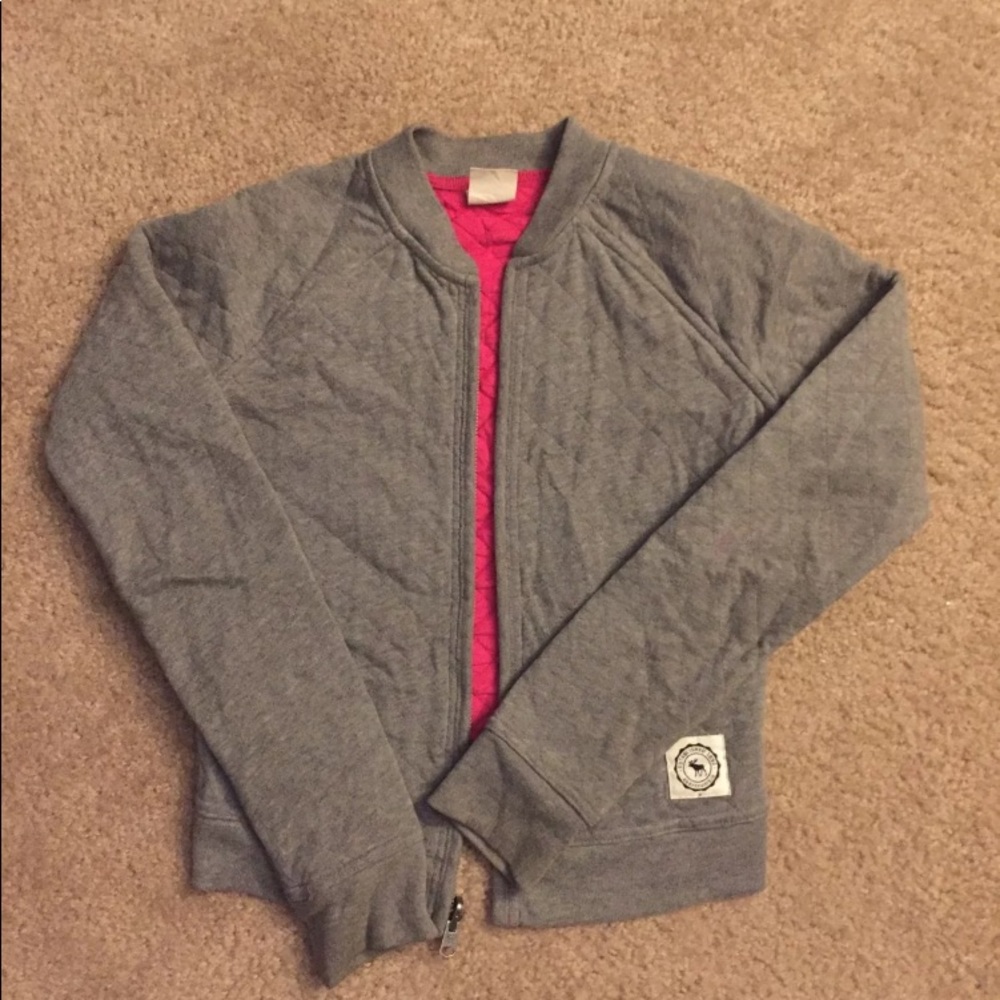 Abercrombie kids grey bomber jacket size large